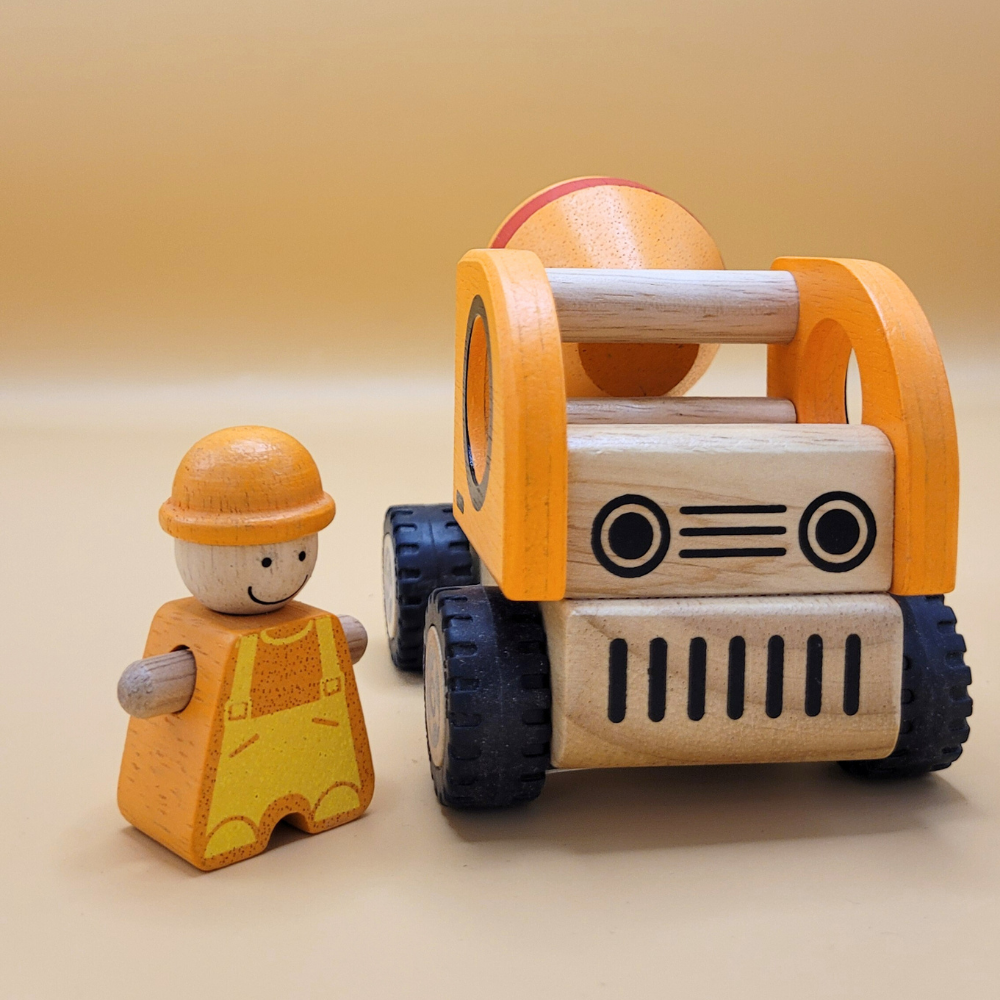 Wooden Toy For Kids: Builder Vehicle Cement Mixer