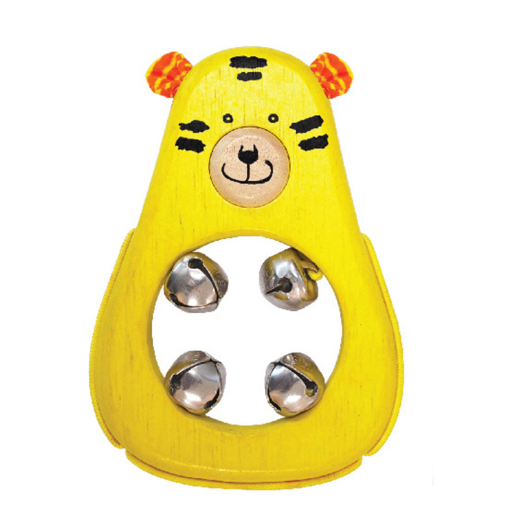 wooden tiger bell sound musical rattle for babies
