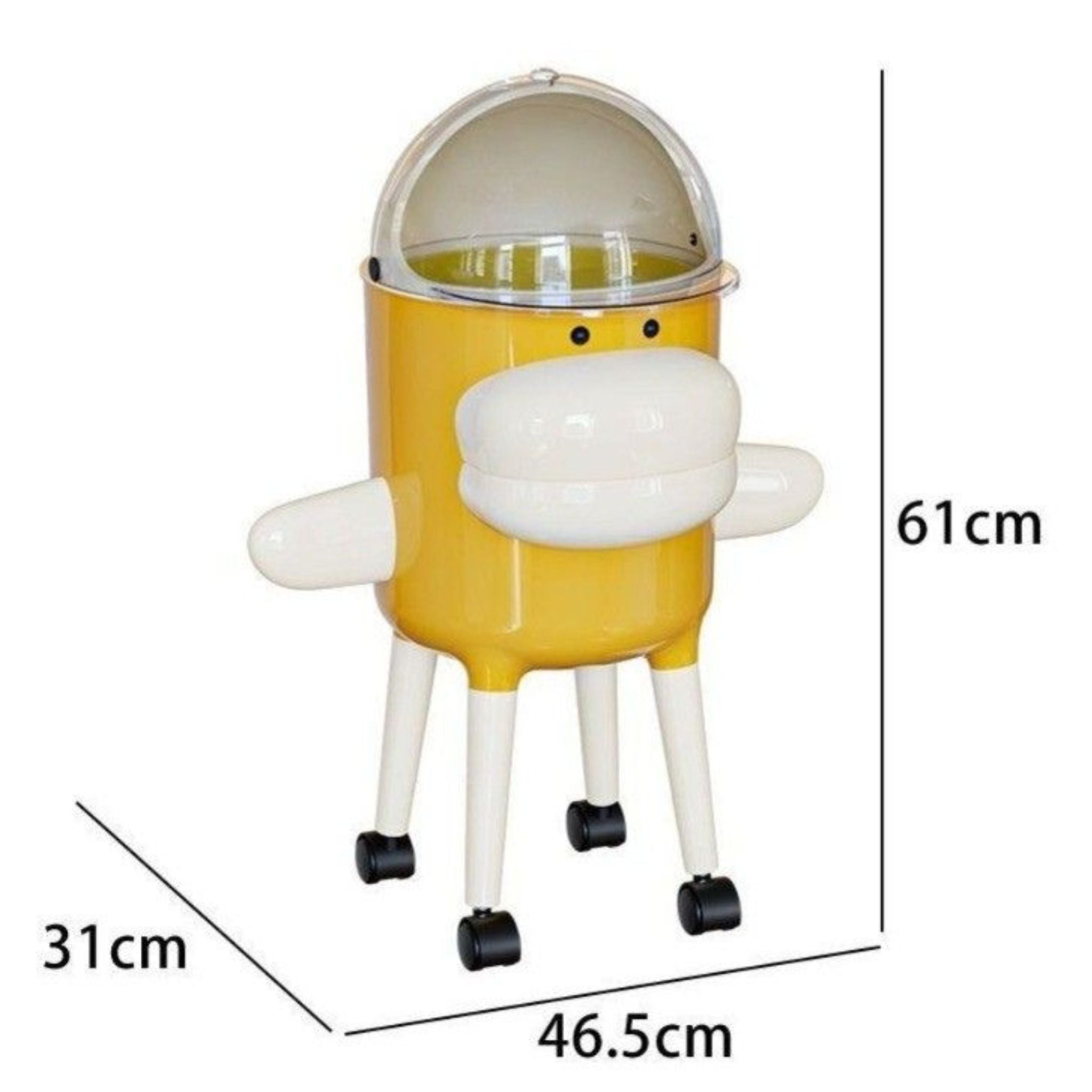Kids Cartoon Dustbin with Lid & Wheels