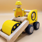 Premium Wooden Toy For Kids: Construction Vehicle Road Roller
