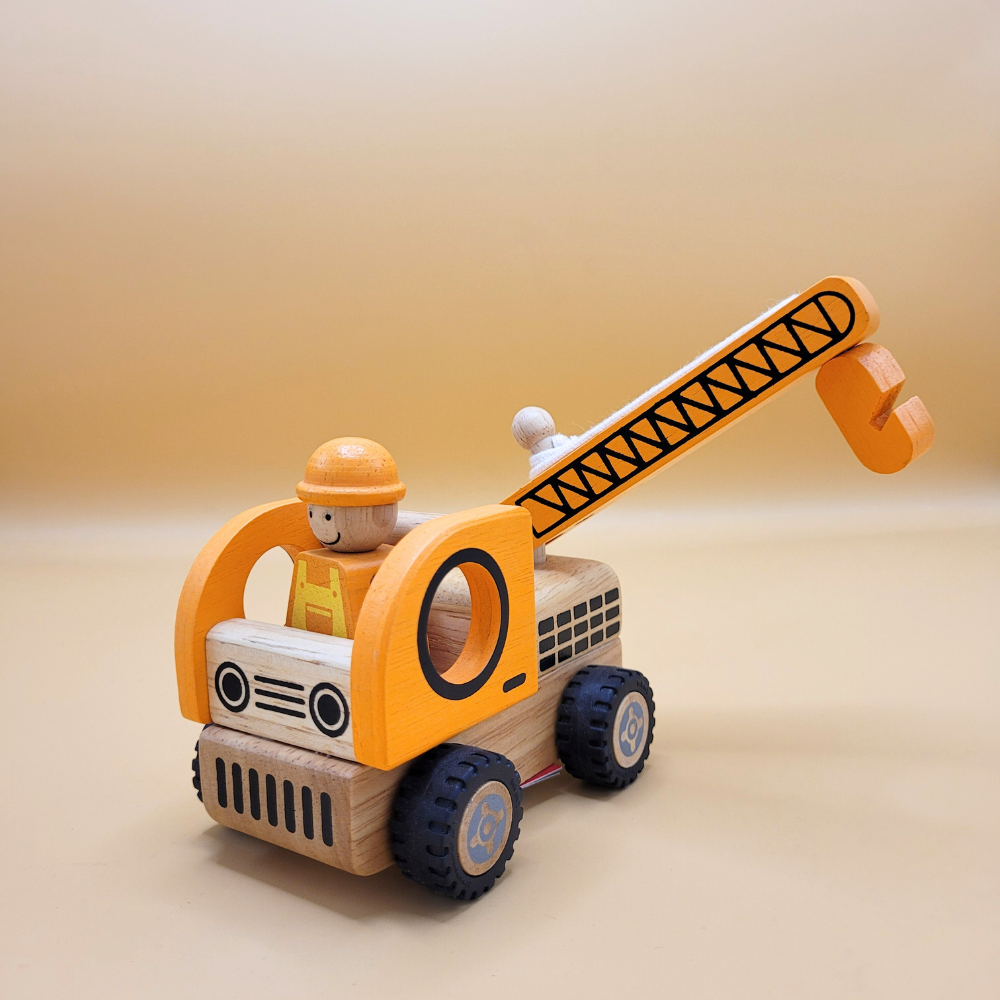 Wooden Toy For Kids: Construction Vehicle Crane