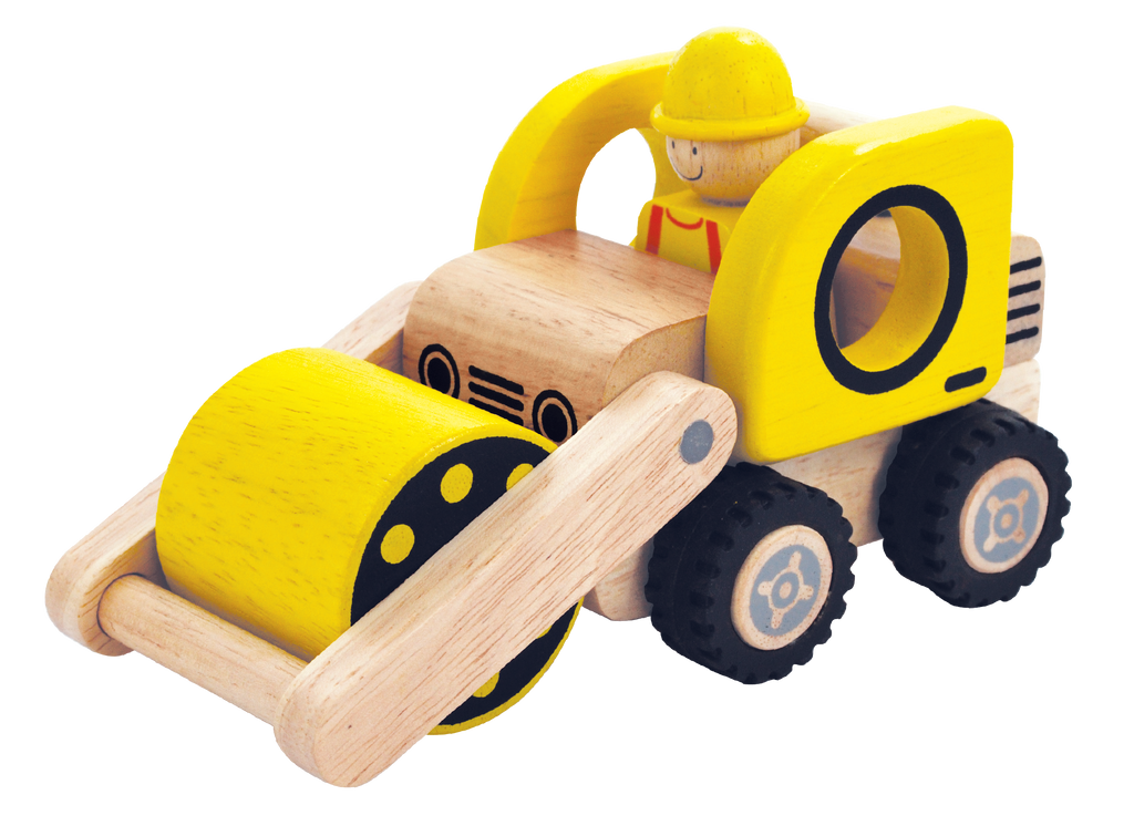 Premium Wooden Toy For Kids: Construction Vehicle Road Roller