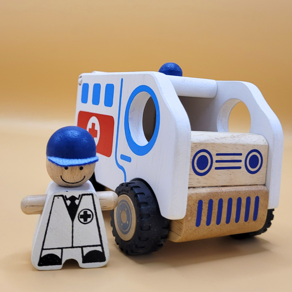Wooden Toy For Kids: Public Vehicle Ambulance for 12+ Months