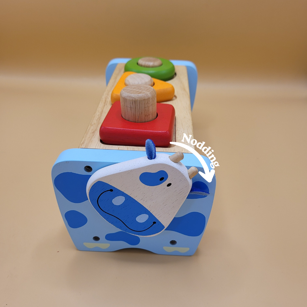 Cow Hammer and Peg Bench| Wooden Montessori toys