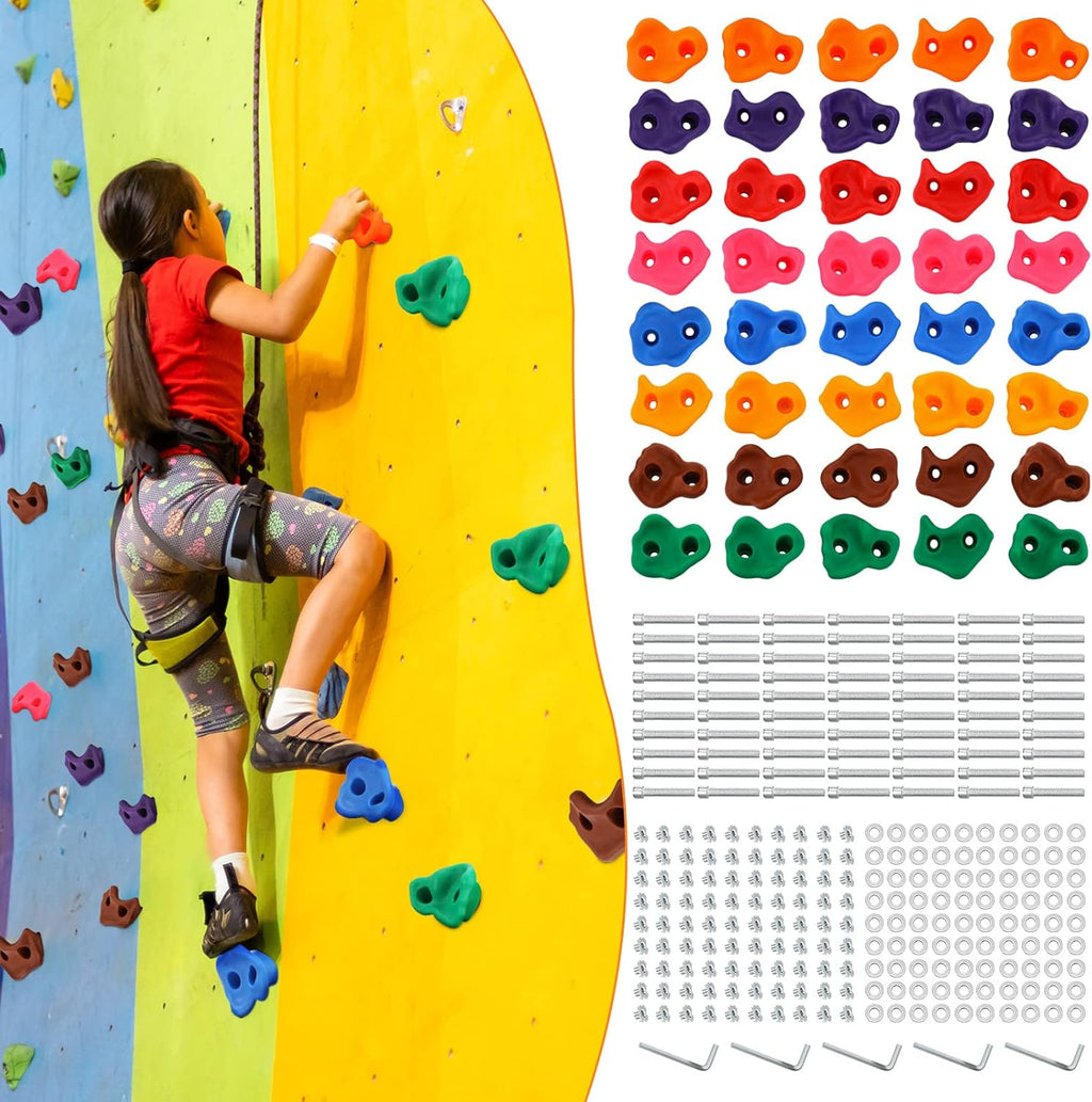 Multisize Rock Climbing Holds Set – Large Durable Wall Stones for Kids & Adults, DIY Indoor & Outdoor Playground