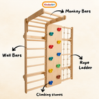 KinderArt Wall Mounted Wooden Jungle Gym for Kids – Indoor Active Play Gym