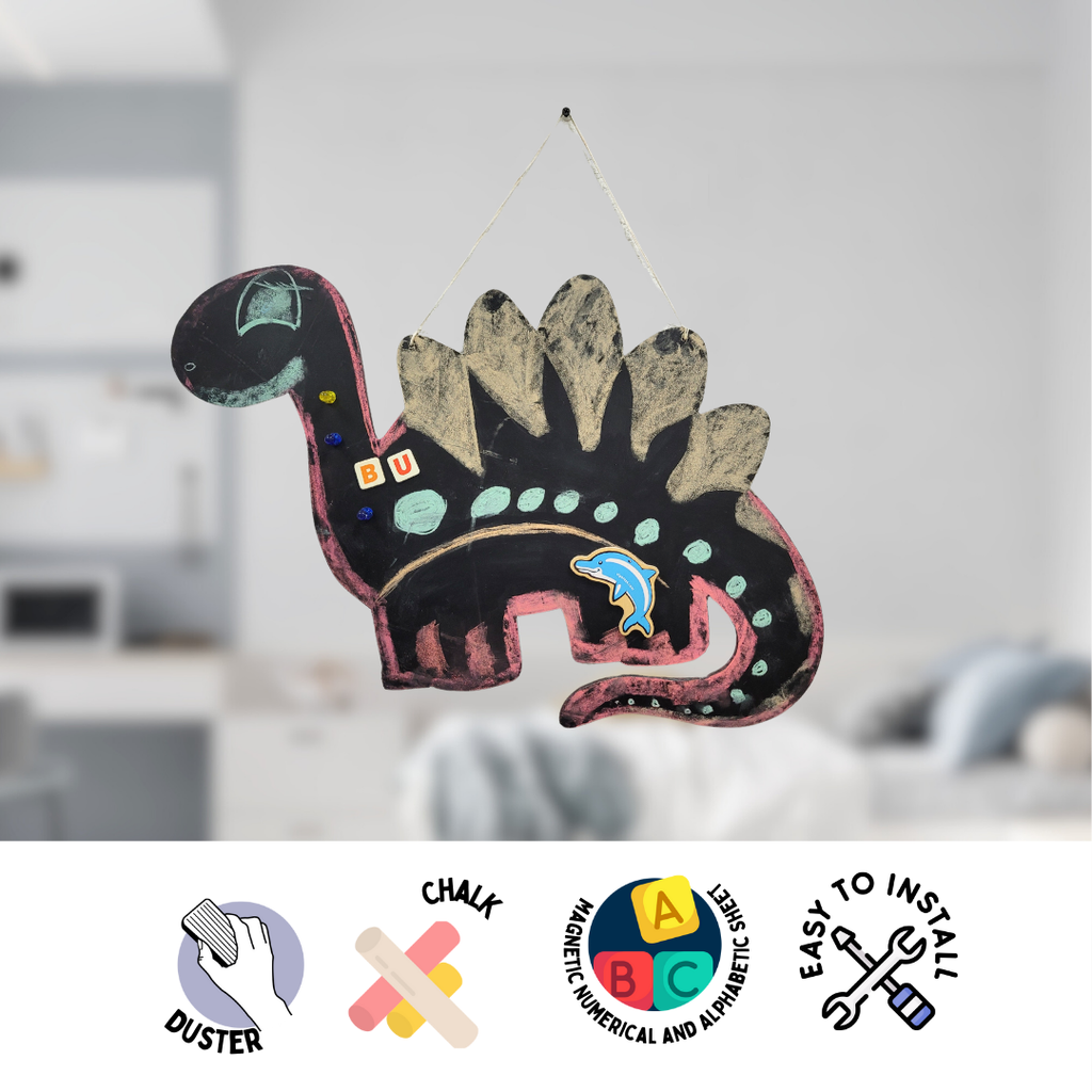 Wooden Wall Magnetic Chalkboard - Dinosaur | Fun & Educational Wall Decor for Kids