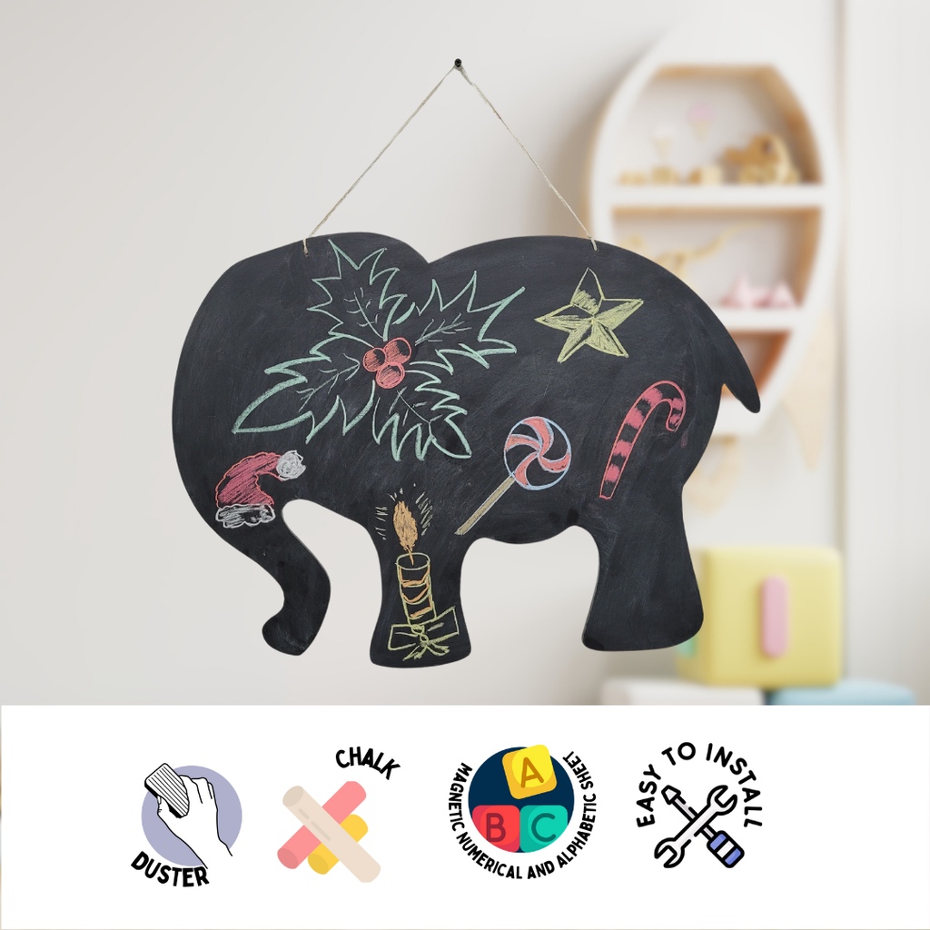 Wooden Wall Magnetic Chalkboard - Elephant | Fun & Educational Wall Décor for Kids