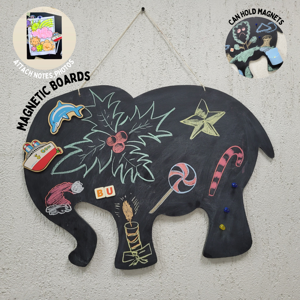Wooden Wall Magnetic Chalkboard - Elephant | Fun & Educational Wall Décor for Kids