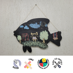 Wooden Magnetic Wall Chalkboard - Fish