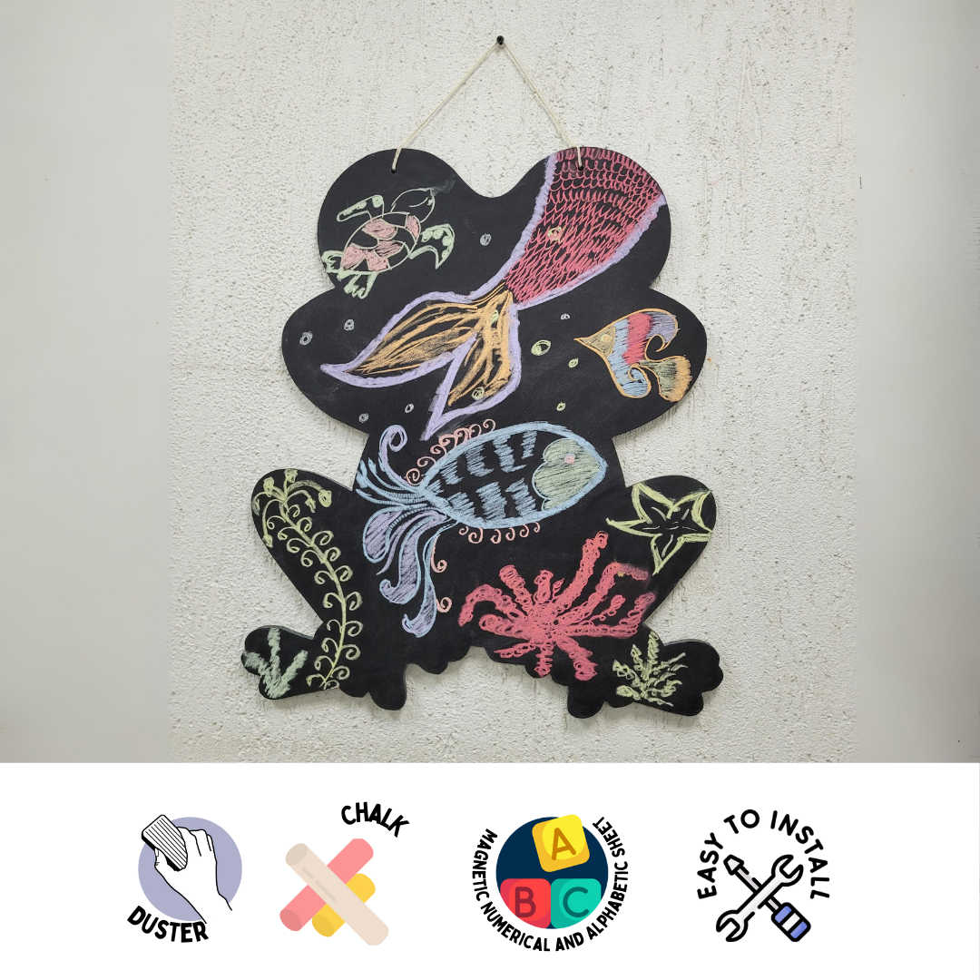 Wooden Wall Magnetic Chalkboard - Frog
