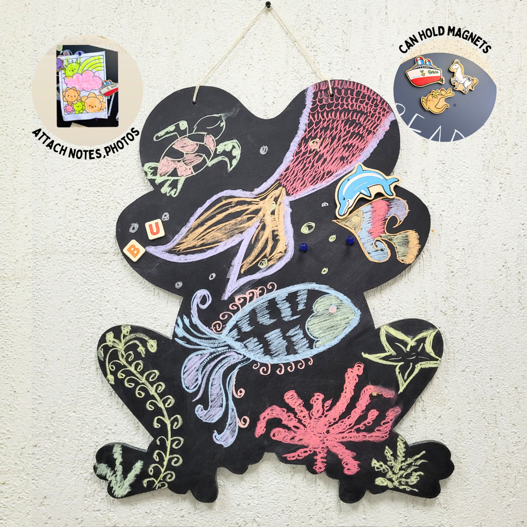 Wooden Wall Magnetic Chalkboard - Frog