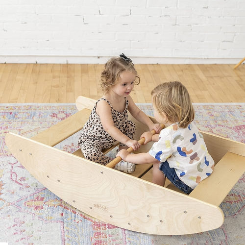 2-in-1 Step N Rock – Sustainable Birch Wood Rocker & Climbing Ramp for Toddlers