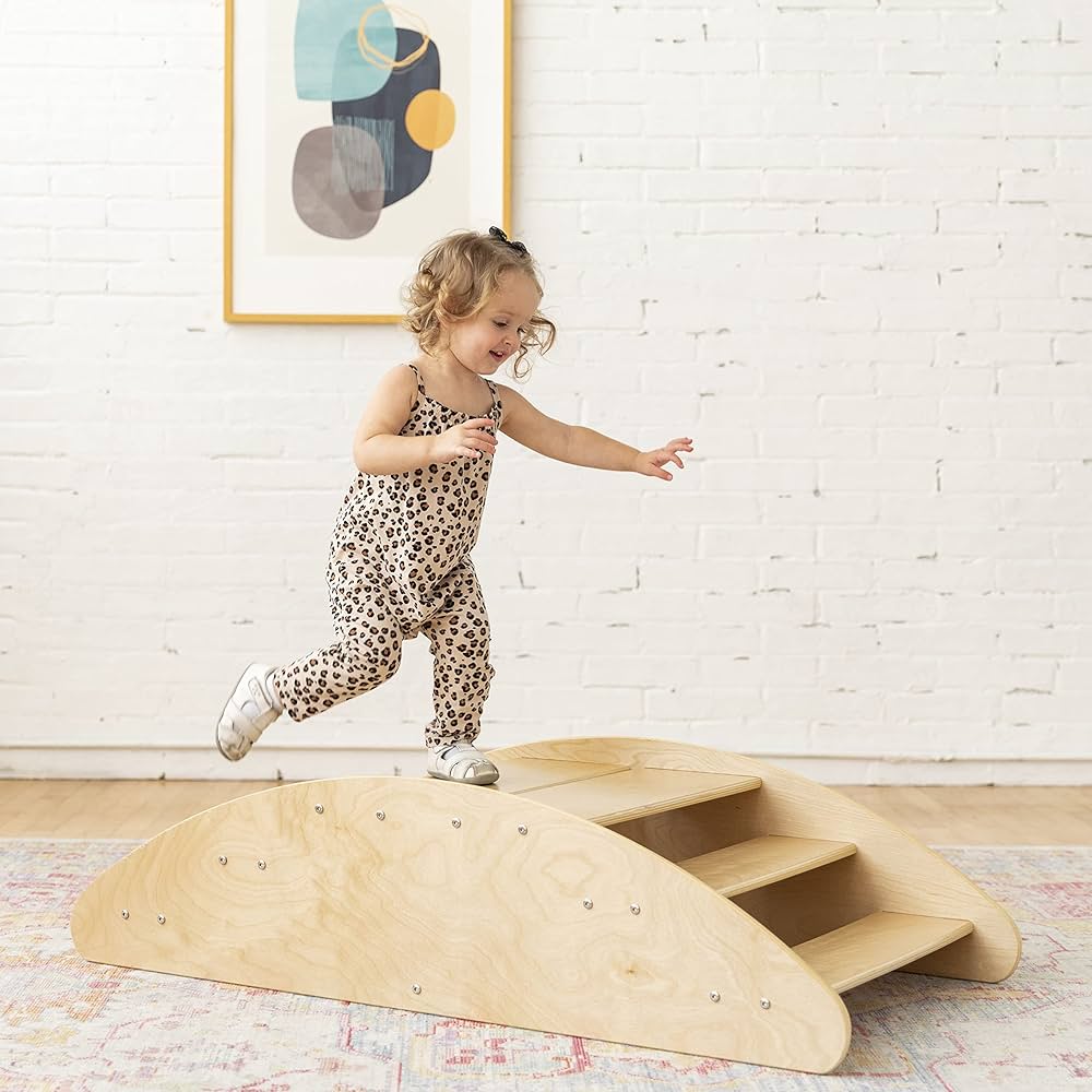 2-in-1 Step N Rock – Sustainable Birch Wood Rocker & Climbing Ramp for Toddlers