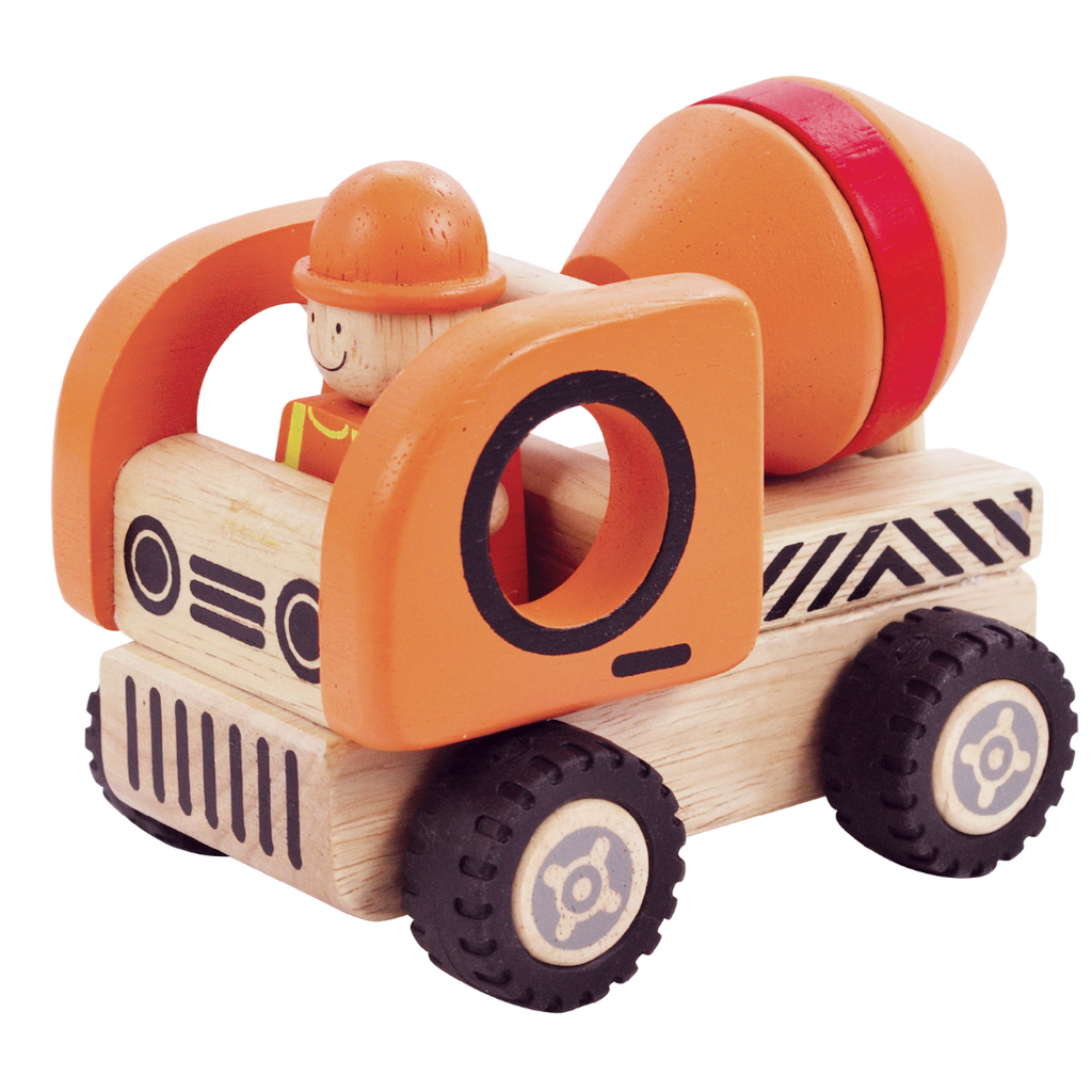 Wooden Toy For Kids: Builder Vehicle Cement Mixer