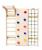 KinderArt Wall Mounted Wooden Jungle Gym for Kids – Indoor Active Play Gym