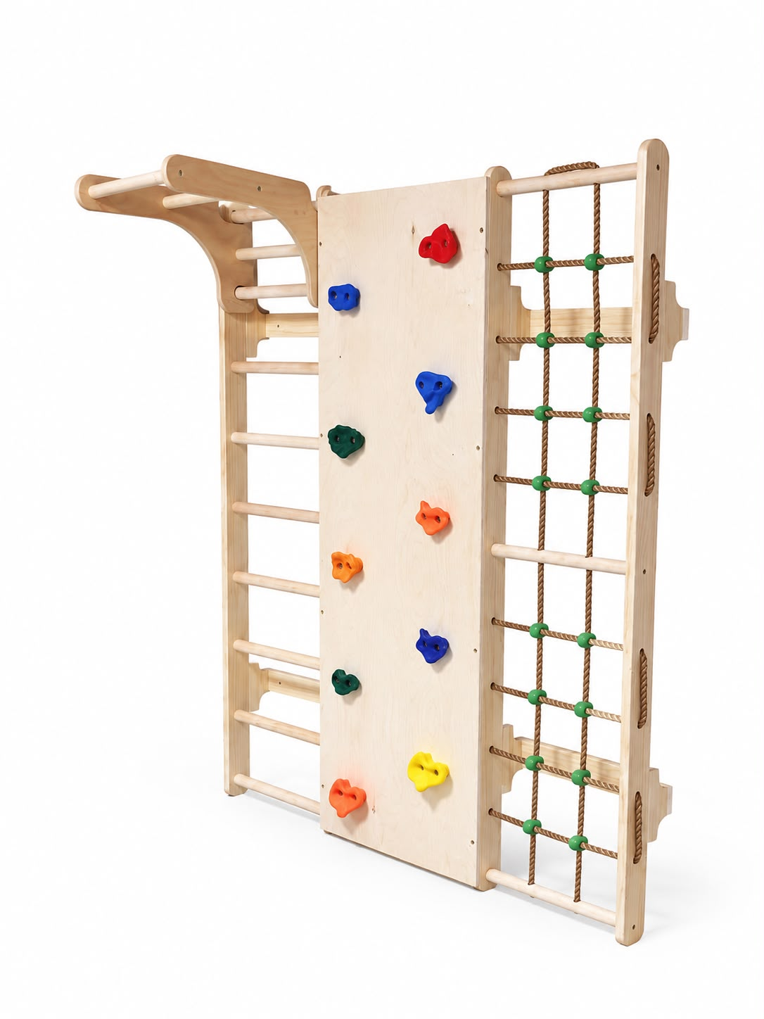 KinderArt Wall Mounted Wooden Jungle Gym for Kids – Indoor Active Play Gym