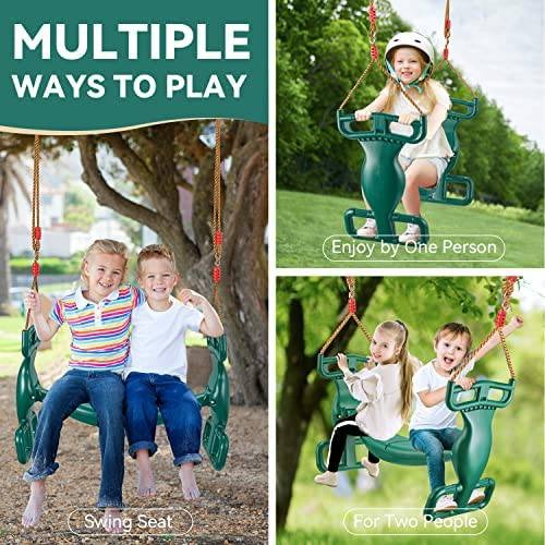 Glider Swing Dual Ride Kids Rope Tree Swing Seat for Outdoor Backyard Playground  (Green)
