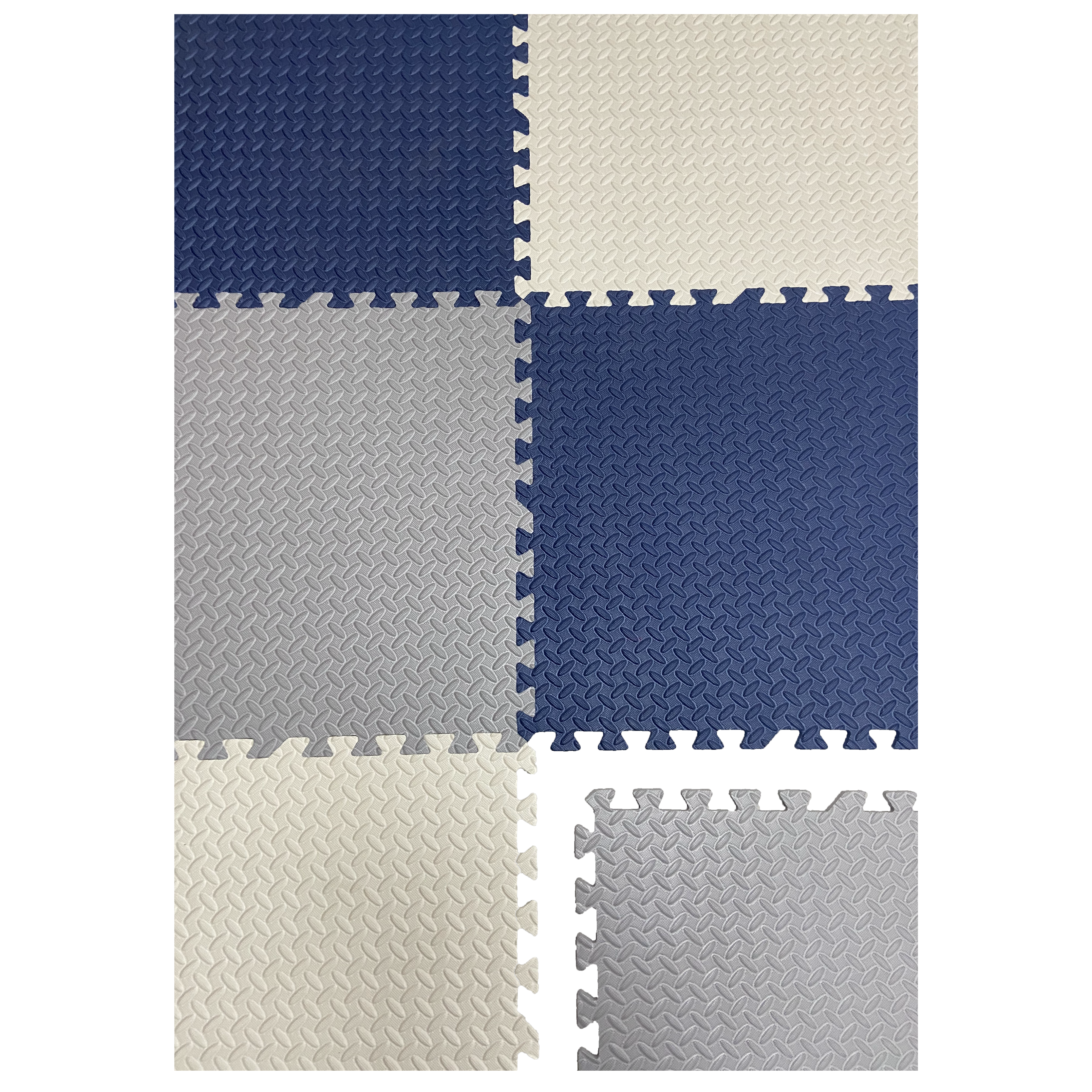 Kids Foam Tiles Floor | Interlocking floor mats Blue, Grey, White| 2ft. x 2ft. | Set of 6 pcs.