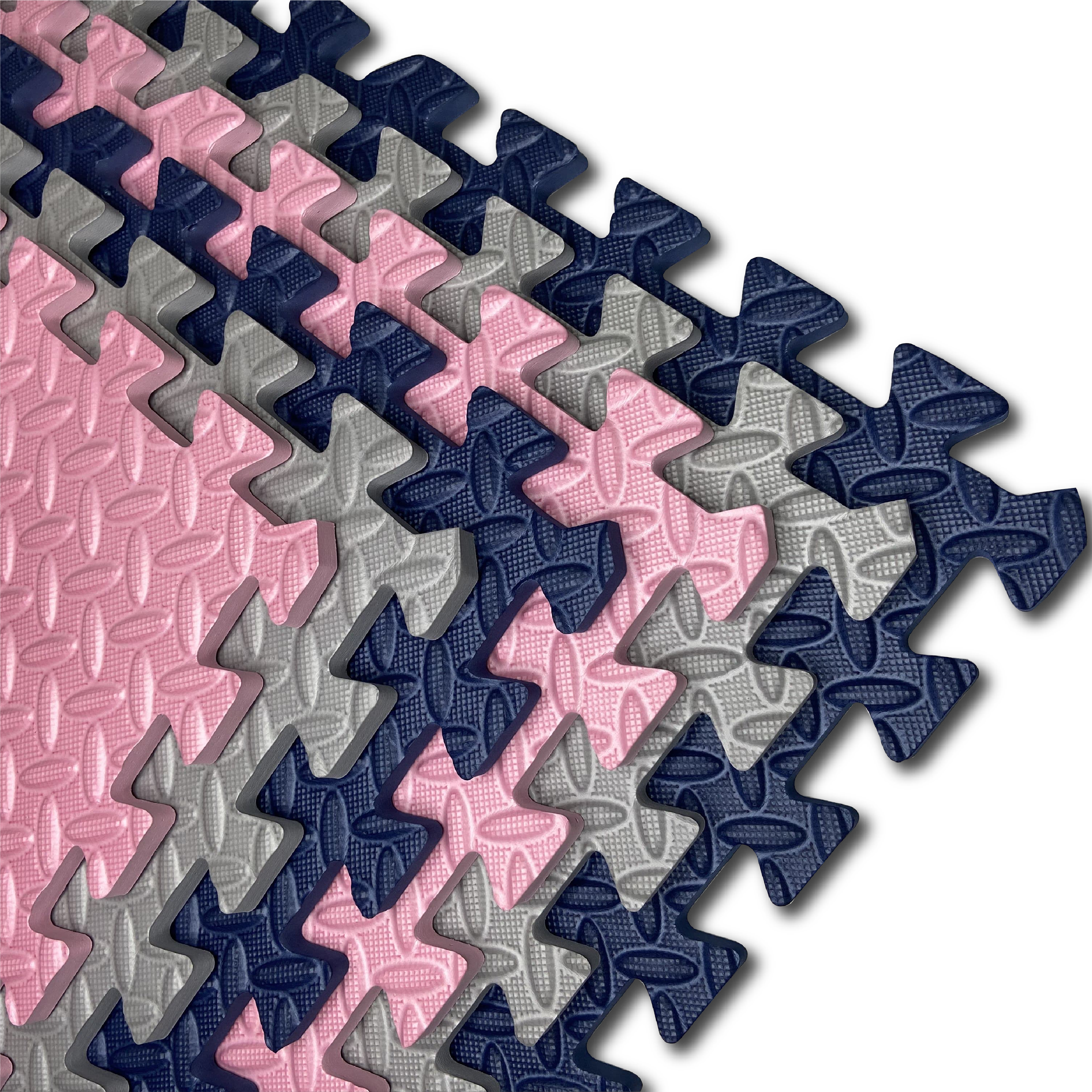 EVA Mats for Kids Foam Tiles Floor  - Pink, Grey, Navy Blue