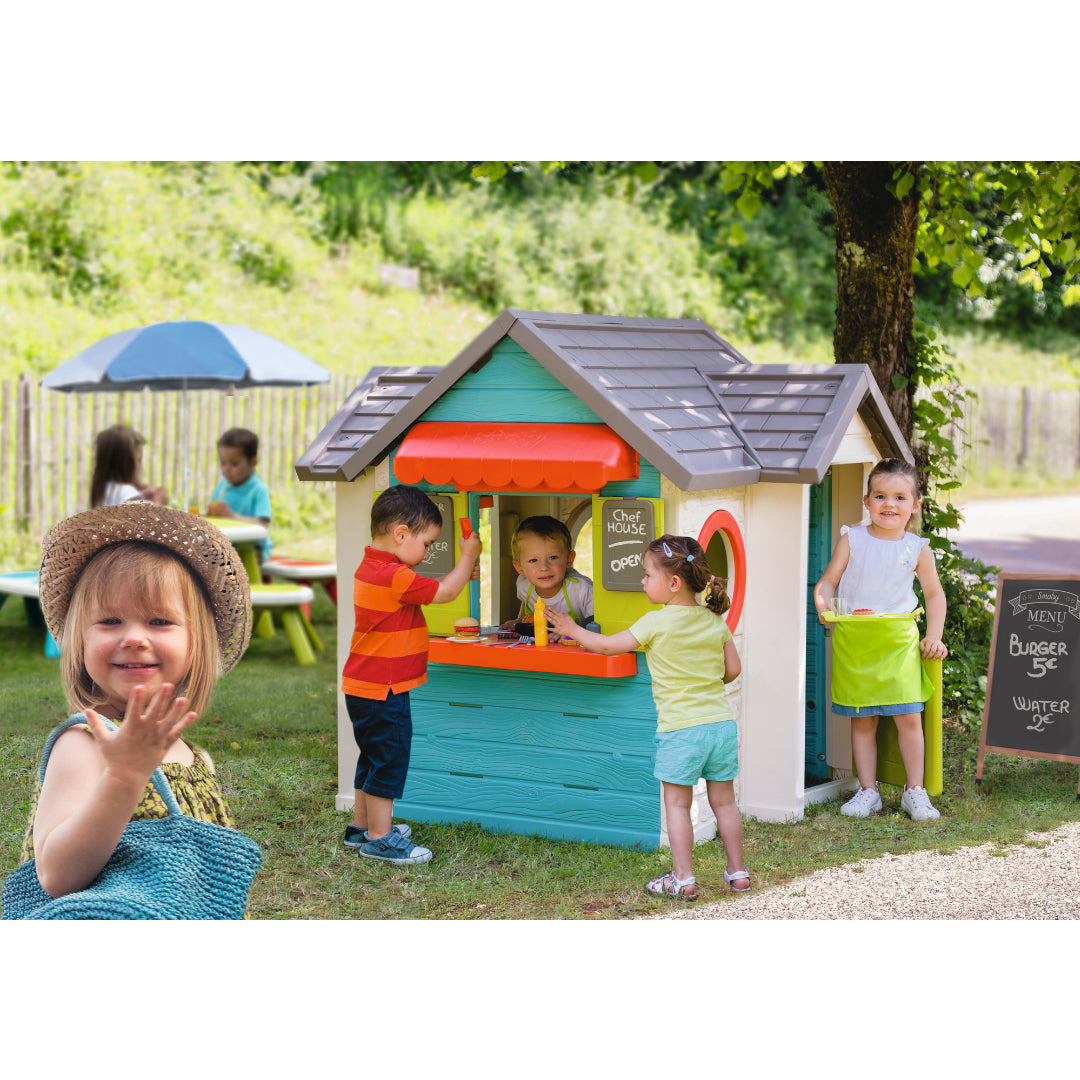 outdoor playhouse with kitchen