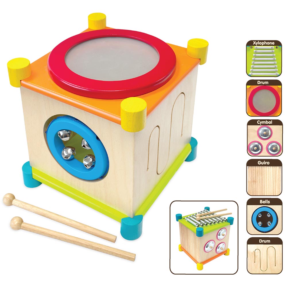 Wooden Toy For Kids - Melody Cube Indoor Toy, Rubber Wood, Made in Thailand